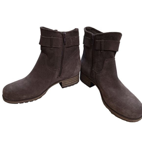 Womens Cowgirl Western Y2K Chunky Heel Sz 8 Casual Suede Buckle Ankle Boots - Picture 5 of 9